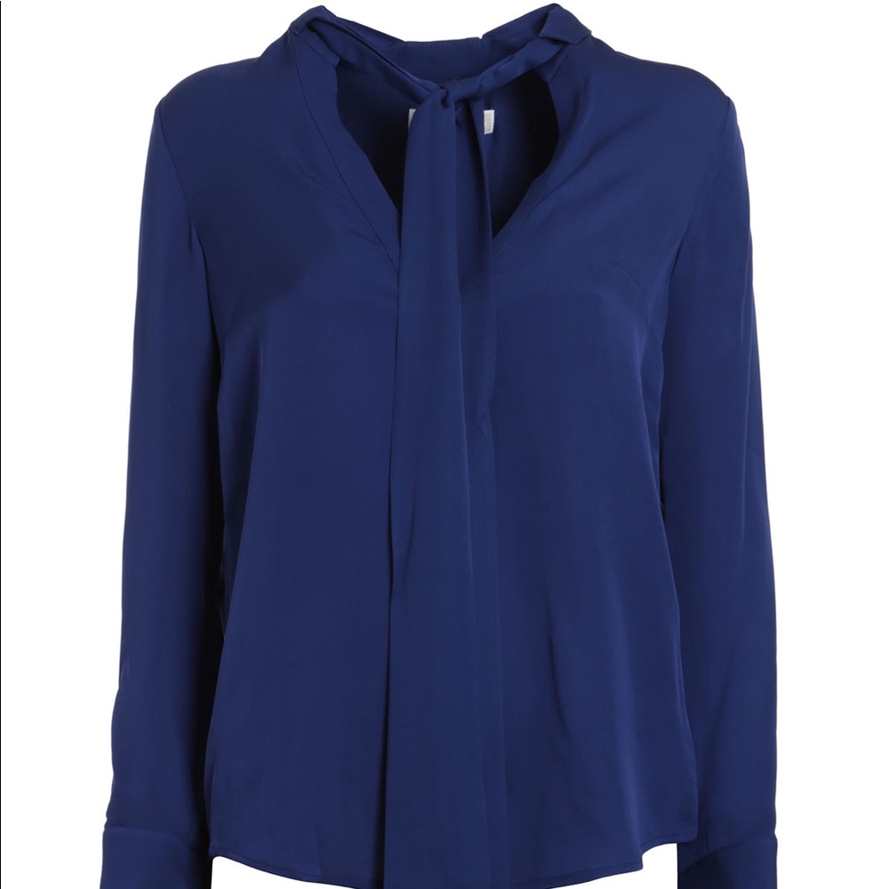 Michael Kors navy blouse with neck tie s